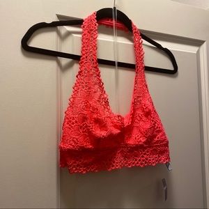 AERIE FLORAL LACE HALTER BRALETTE